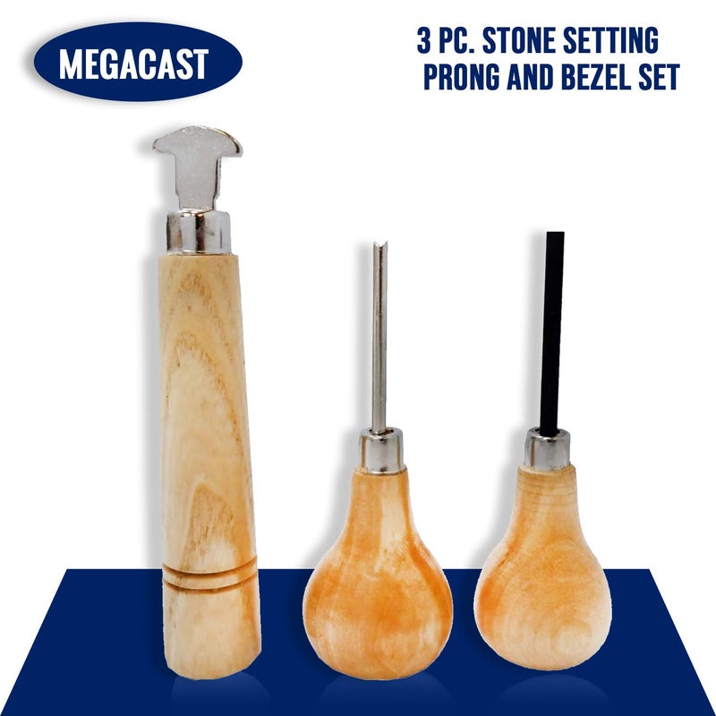 Megacast Stone Setting Tools  Jewelry Stone Prong Pusher  Bezel Pusher & Roller Set of 3 - Image 2